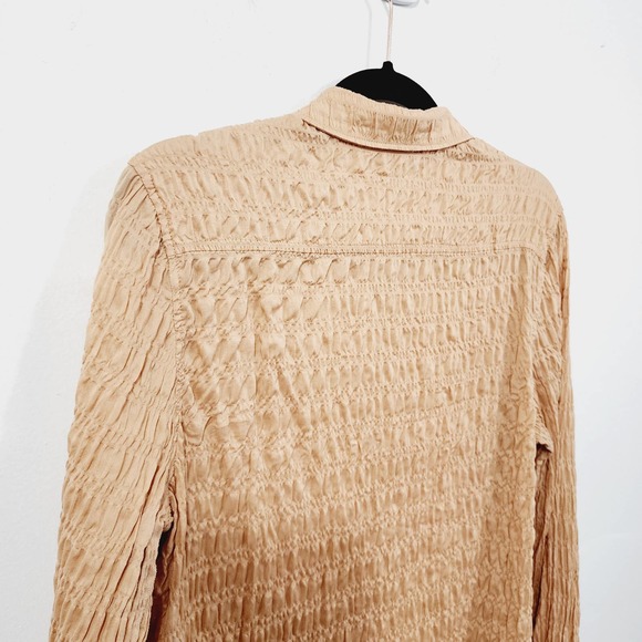 Everlane The Button Smock Top in Neutral Tan Button Front Stretch Womens Size 12 - Picture 14 of 15